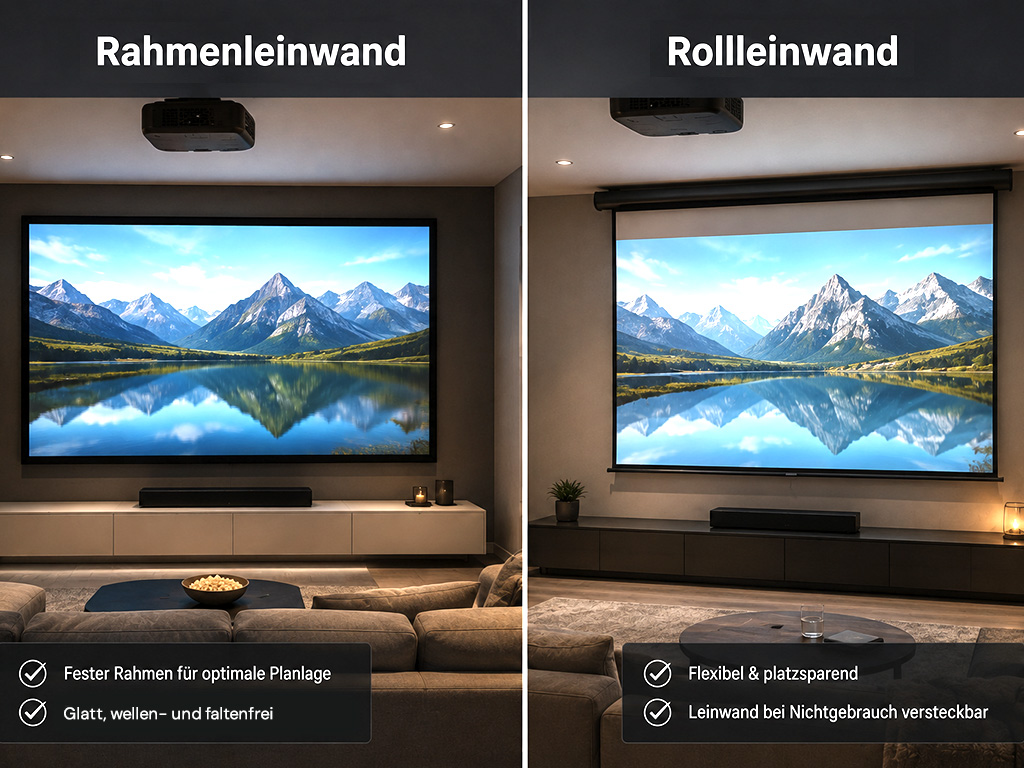 Rahmen- vs. Rollleinwand